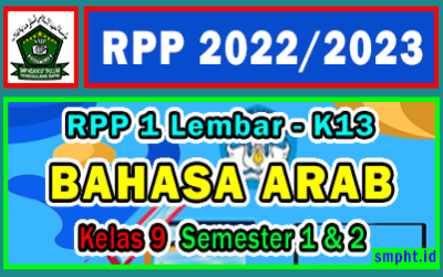 RPP 1 Lembar BAHASA ARAB Kelas 9 SMP Semester 1 dan 2 Tahun 2022-2023 Lengkap