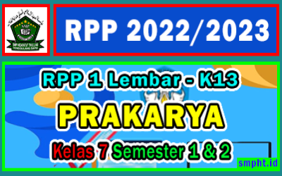 RPP 1 Lembar Prakarya SMP Kelas 7 Tahun 2022/2023 Lengkap