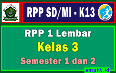 RPP 1 Lembar Kelas 3 SD/MI Kurikulum 2013 Tahun Pelajaran 2021 - 2022