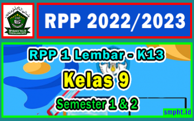 RPP 1 Lembar Kelas 9 SMP/MTs Semester 1 & 2 Lengkap Tahun 2022-2023