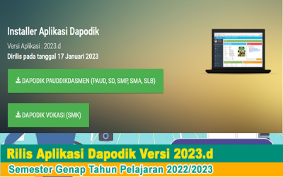 Rilis Aplikasi Dapodik Versi 2023.d: Semester Ganjil T.P 2022-2023